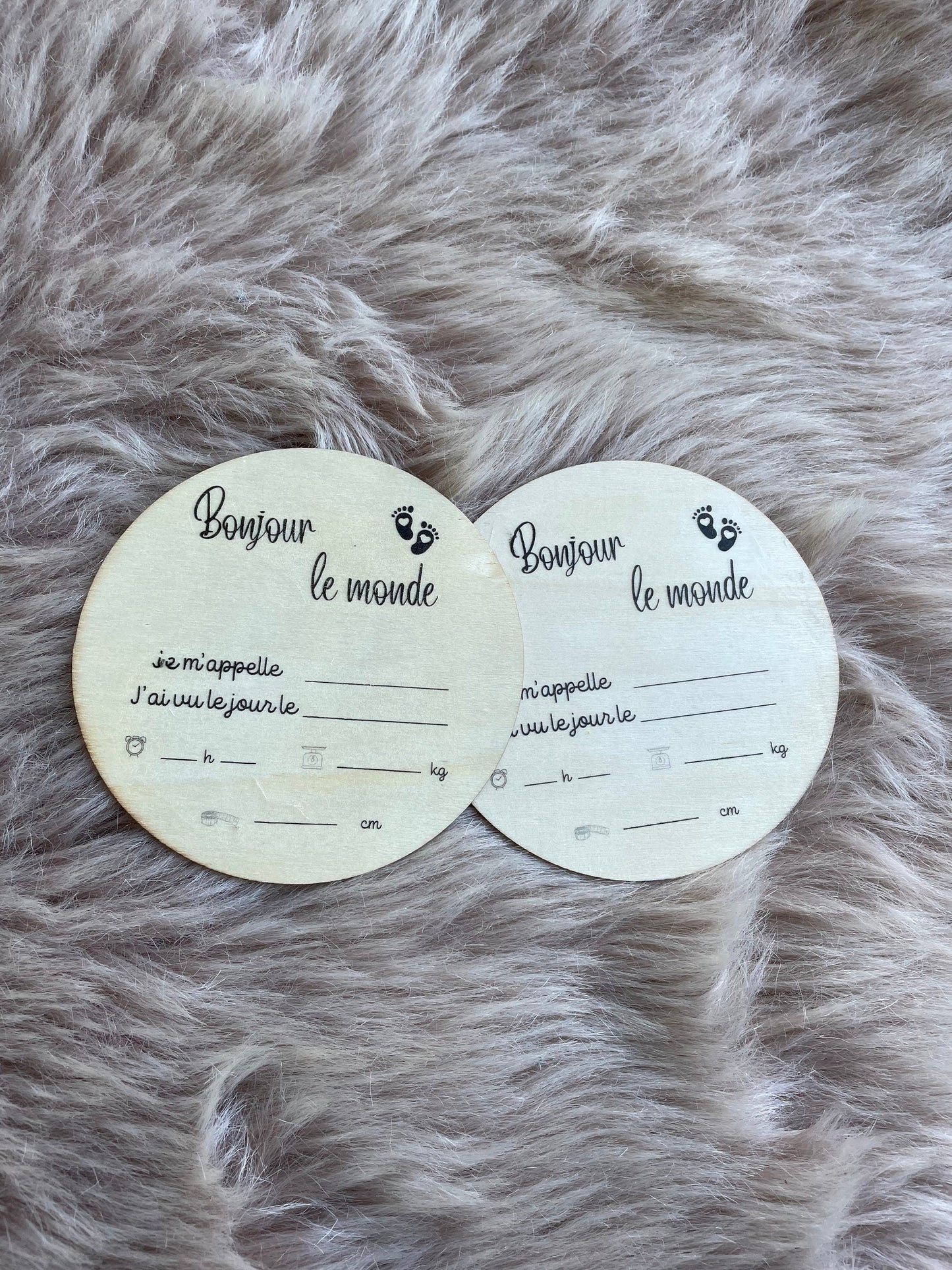 Carte bienvenue en bois à remplir