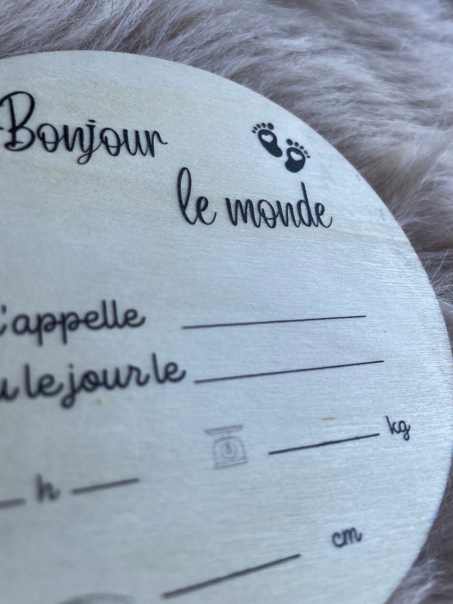 Carte bienvenue en bois à remplir