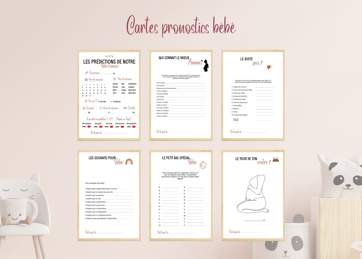 Lot de 6 Jeux Baby shower à imprimer