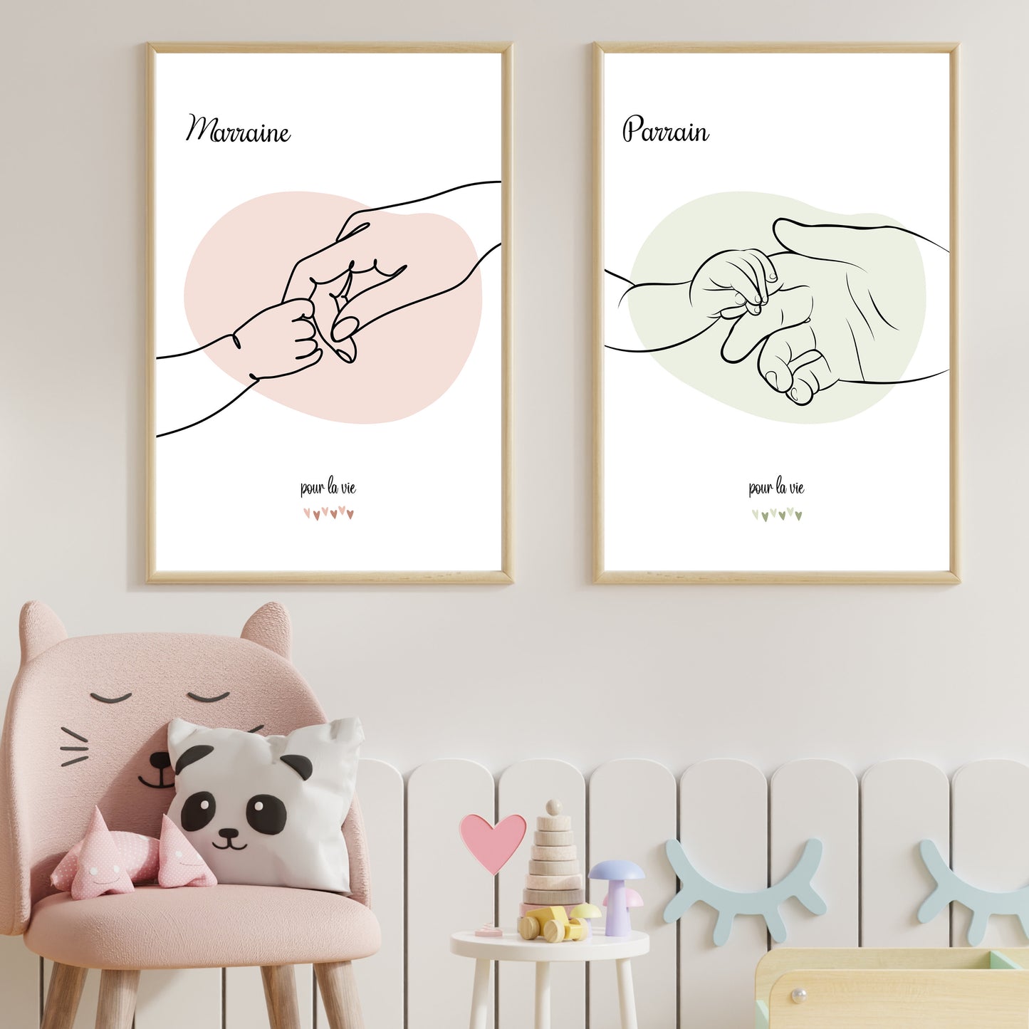 Lot de deux affiches : Parrain/Marraine