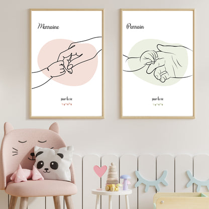 Lot de deux affiches : Parrain/Marraine