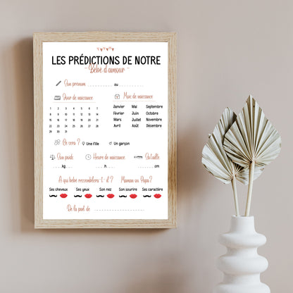 Cartes de pronostics bébé I  Baby shower  I Gender reveal