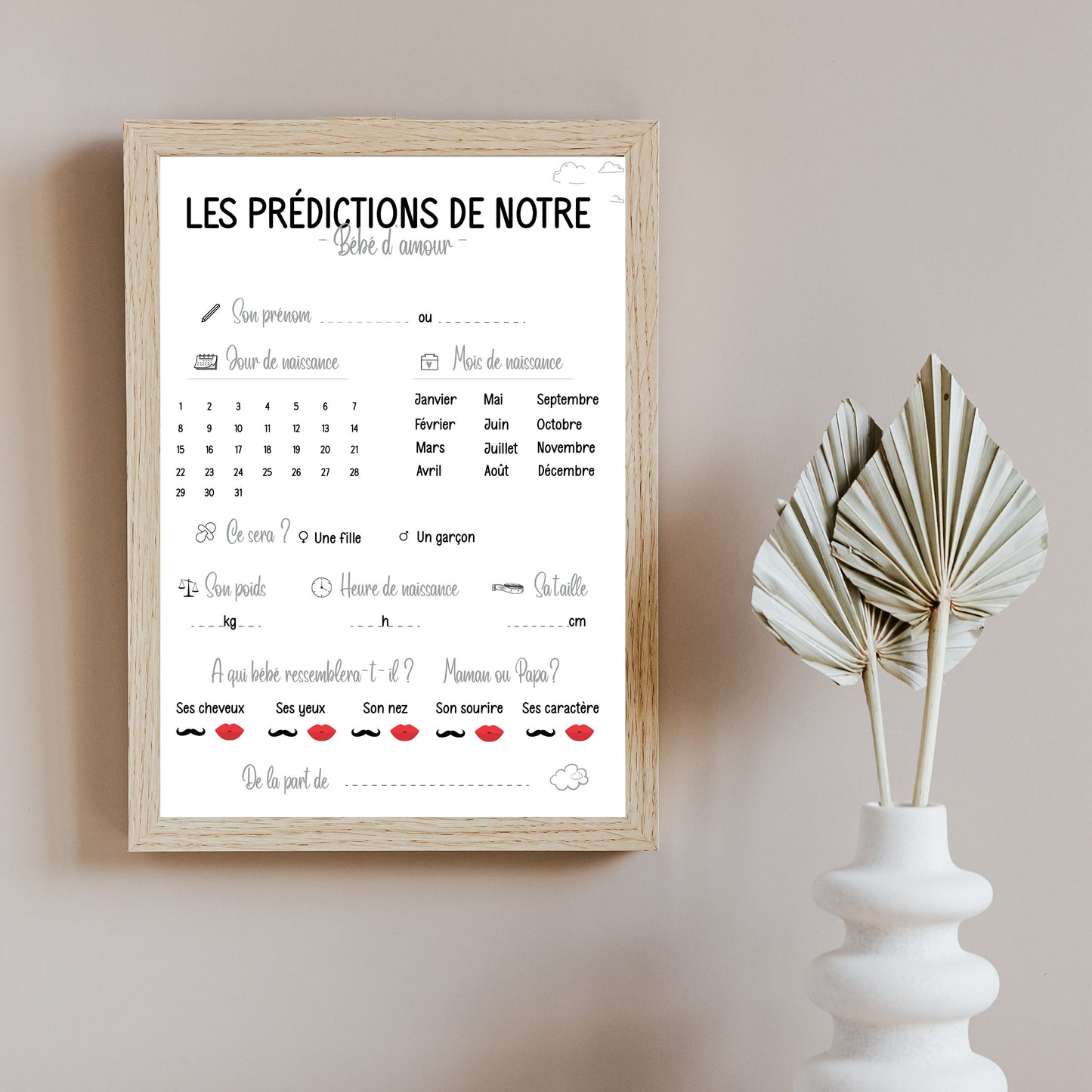 Cartes de pronostics bébé I  Baby shower  I Gender reveal