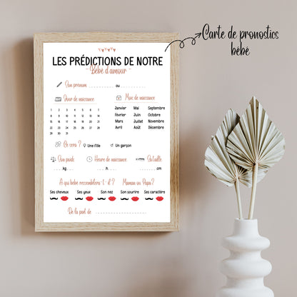 Cartes de pronostics bébé I  Baby shower  I Gender reveal